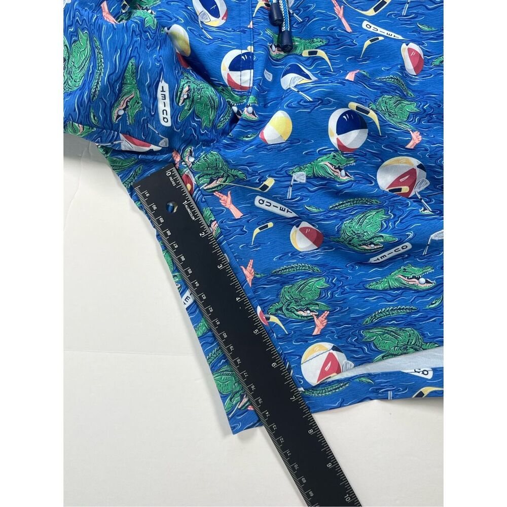 Peter Millar Crown Blue Alligator Golf Beach Print Swim 7” Trunks Mens Large - Picture 12 of 12